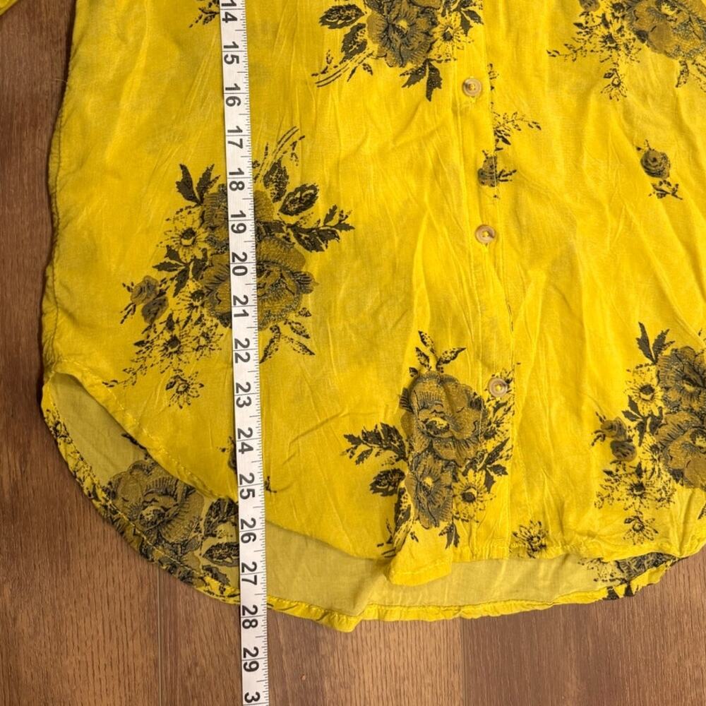 Anthropologie Pilcro The Romy Relaxed Button down in Chartreuse Floral Size XS - Picture 6 of 8